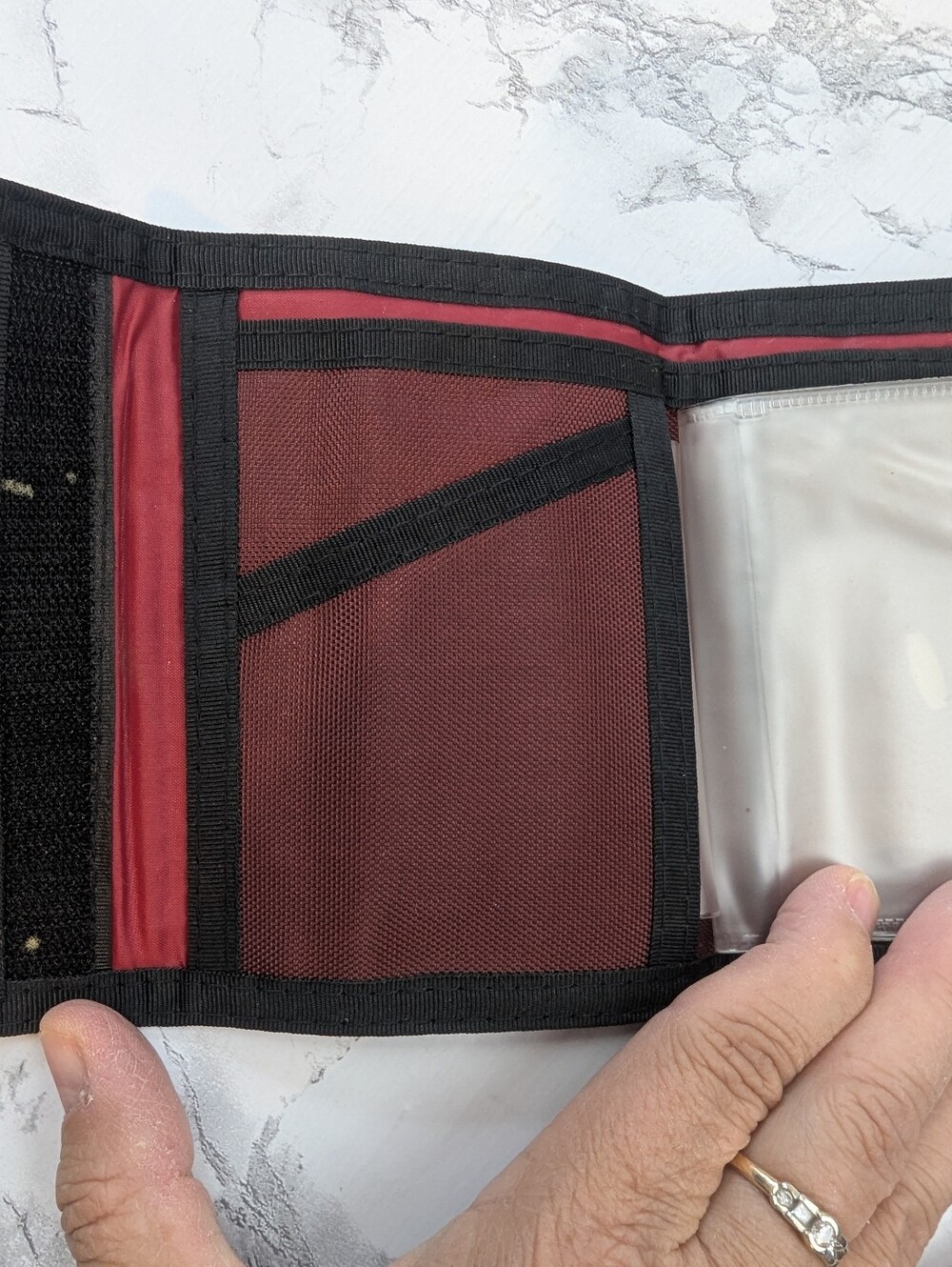VTG 80s Rainbow Seagull Nylon Velcro Wallet Retro Trifold Burgundy - Picture 5 of 12
